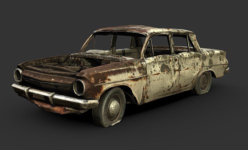 Abandoned cars. 3d model