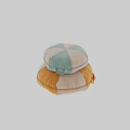 Stacked Round Patchwork Cushions With Light Blue Beige And Orange Tones 3d model