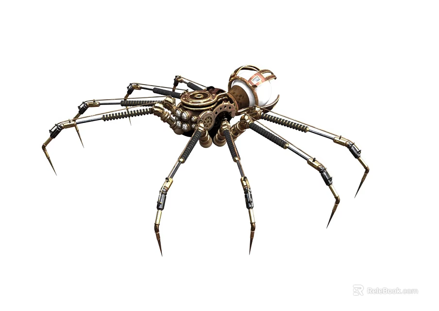 Steampunk Mechanical Spider With Metallic Legs Gears And Vintage Design 3d model 