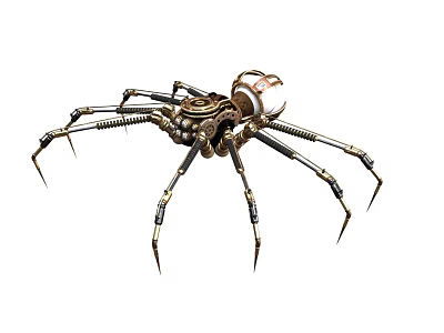 Steampunk Mechanical Spider With Metallic Legs Gears And Vintage Design 3d model