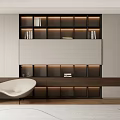 Modern Minimalist Full Wall Bookcase With Warm Recessed Lights For Elegant Home Display And Storage