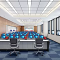 Command Control Room of Modern Monitoring Room 3d model