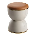 Modern Sofa Stool With Brown Cushion And White Body Gold Trim Design