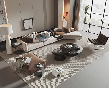 Modern Living Room Simple Living Room Sofa Coffee Table Combination 3d model