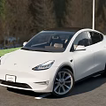 White Tesla Model Y SUV With Modern Exterior Black Roof And Alloy Wheels On Road