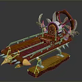Decorative Wooden Cart With Metal Accents And Spiked Wheels For Home Decoration