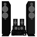 ENVENT Black Home Theater Sound System With Floorstanding Satellite Speakers Subwoofer And Amplifier