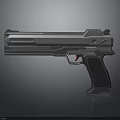 Futuristic Silver Gray Pistol With Streamlined Metallic Design And Ergonomic Grip
