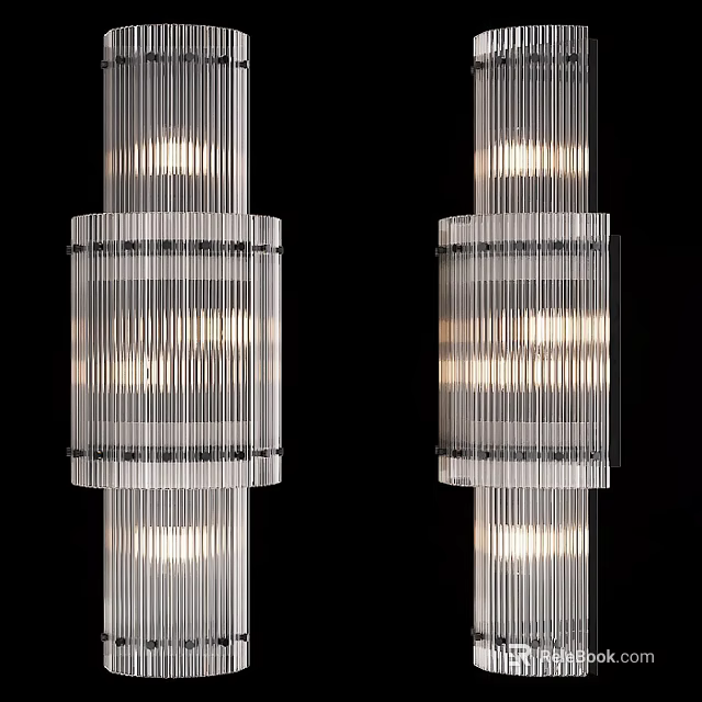 Elegant Modern Wall Lights With Crystal Strip Design And Metal Frame 3d model
