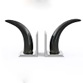 Black Horn Shaped Bookends With Silver Base For Decorative And Functional Use 3d model