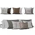 Modern Decorative Throw Pillows In Neutral Tones With Textured And Checkered Patterns 3d model