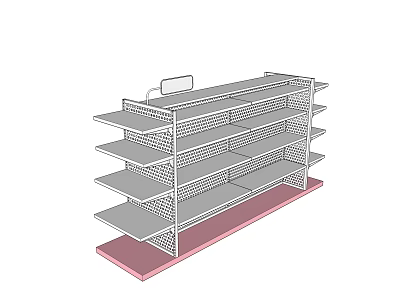 Sturdy Multi Tiered Metal Display Shelves With Grid Design For Retail Stores 3d model