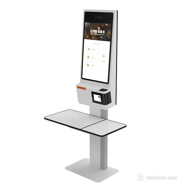 Commercial Self Service Kiosk With Touch Screen Payment Terminal For Retail Business Transactions 3d model 