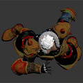 White Haired Warrior In Ornate Gold Red Armor With Muscular Build And Combat Stance