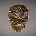 Exquisite Trophy with Gold and Silver Body Golden Braided Decorations Carved Base and Red Gemstone