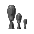 Three Gray Abstract Head Sculptures In Different Sizes With Minimalist Design 3d model