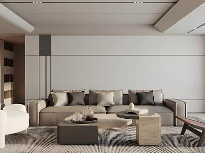 Modern Living Room Interior With Sofa Coffee Table and Area Rug 3d model