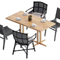 Wind dining table and chair combination 3d model