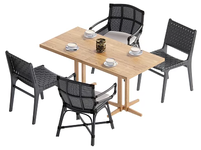 Wind dining table and chair combination 3d model