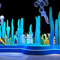 Ocean Themed Entertainment Wonderland With Blue Seaweed Jellyfish Bubbles And Decorative Stage