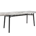 Modern Dining Table With Marble Top White Gray Patterns And Black Metal Legs 3d model
