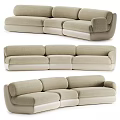 Beige Fabric Double Sofa With Modern Design Armrests And Comfortable Cushions 3d model