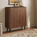 Modern Walnut Wooden Shoe Cabinet With Stylish Slanted Door For Entryway Home Shoe Storage