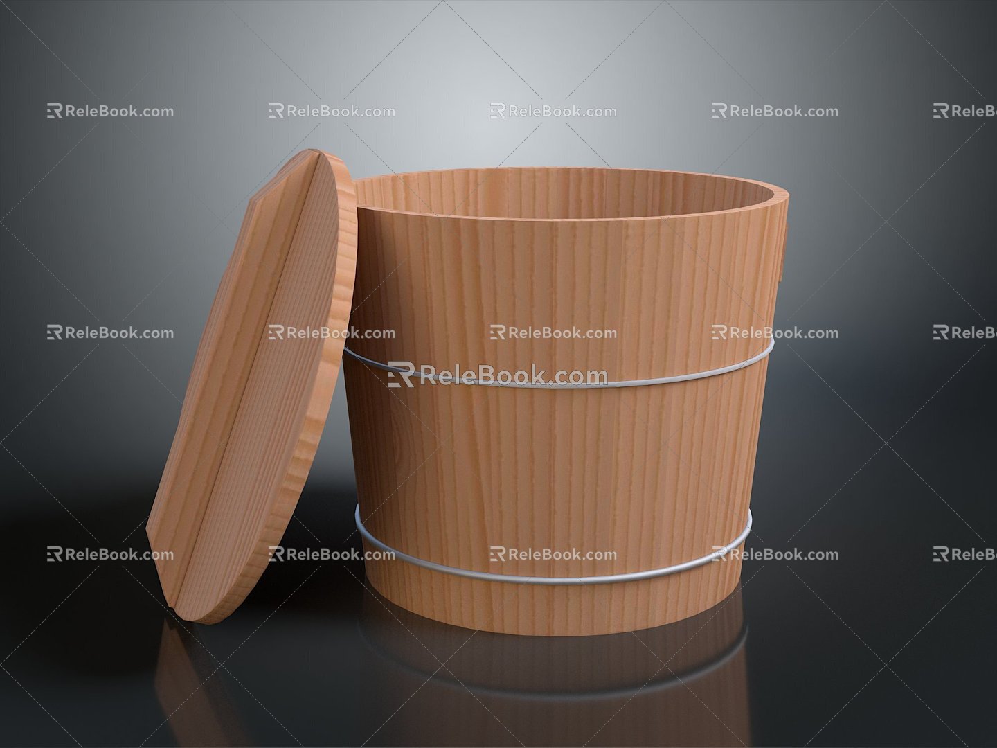 Modern Wooden Barrel Water Bucket Old Wooden Barrel Wood Water Bucket 3d model