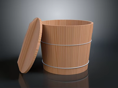Modern Wooden Barrel Water Bucket Old Wooden Barrel Wood Water Bucket 3d model