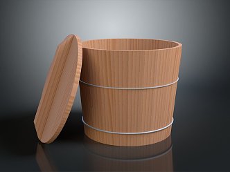 Modern Wooden Barrel Water Bucket Old Wooden Barrel Wood Water Bucket 3d model