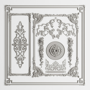 European-style carved corner plaster line 3d model