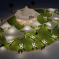 Scenic Circular Photo Check In Spot With Large White Tent Grass Lawn And Palm Trees