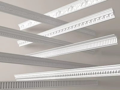 Various Ornate Crown Molding Designs for Interior Wall and Ceiling Decoration 3d model