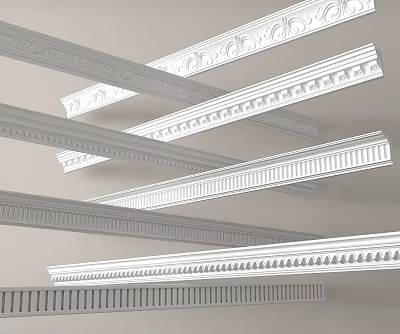 Various Ornate Crown Molding Designs for Interior Wall and Ceiling Decoration 3d model