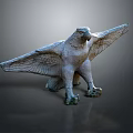 Stone Eagle Sculpture With Spread Wings Standing Posture Detailed Texture On Neutral Background 3d model