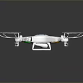 White Quadcopter Drone With Propeller Guards Central Logo And Four Rotors Design