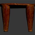 Handcrafted Reddish Wooden Stool With Four Legs And Textured Glossy Top Design