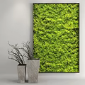 Lush Indoor Moss Wall Interior Design With Decorative Vases And Dry Branches