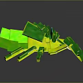 3D Block Style Scorpion Model On Dark Reflective Surface With Green Yellow Claws 3d model