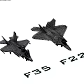 F35 and F22 Fighter Jet Models Displayed in White Background Setting 3d model