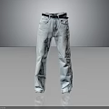 Light Blue Denim Jeans With Black Belt Full Length Classic Fit Style