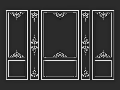 Decorative Building Components With Symmetrical Ornamental Patterns And Carved Details 3d model