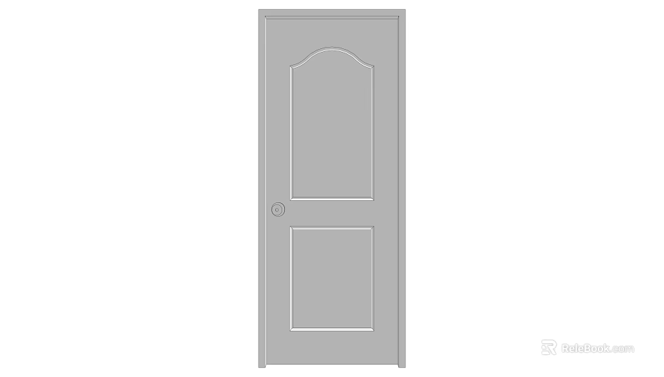 Single Panel Swing Door With Arched Top Design And Interior Door Handle 3d model 