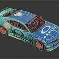 Blue Race Car With Oakley Daypatch HART Logos And Custom Livery Design
