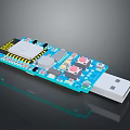 Computer USB Peripheral Module with Circuit Board USB Connector IC Chip Resistors and LED Indicators 3d model