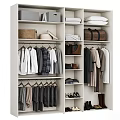 Organized Wardrobe Interior with Hanging Clothes Folded Items Bags and Shoes Storage