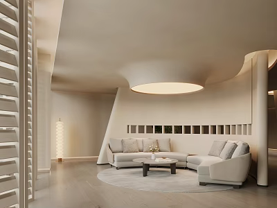 Modern Front Desk Reception Interior With Sleek Furniture And Soft Lighting 3d model