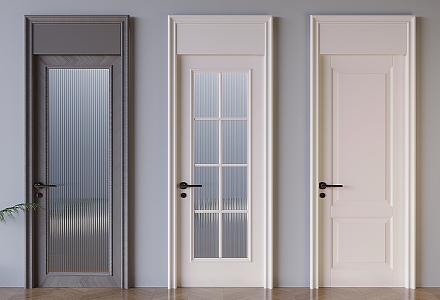 French Cream Style Glass Door Changhong Glass Swing Door French Solid Wood Single Door 3d model