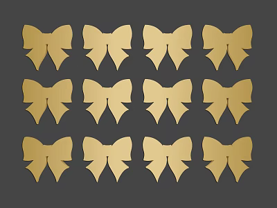 Animal Wall Decor Featuring Golden Bowknots Neatly Arranged On Grey Background 3d model