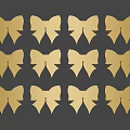 Animal Wall Decor Featuring Golden Bowknots Neatly Arranged On Grey Background